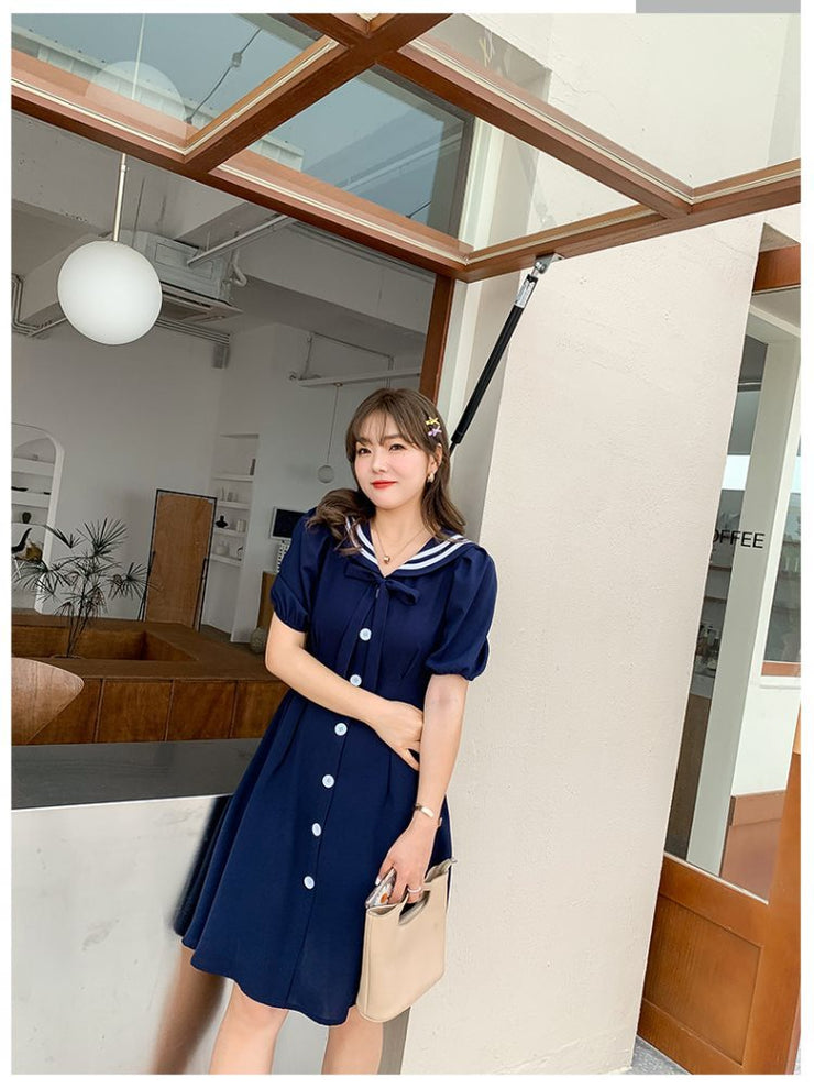 Navy collar dress