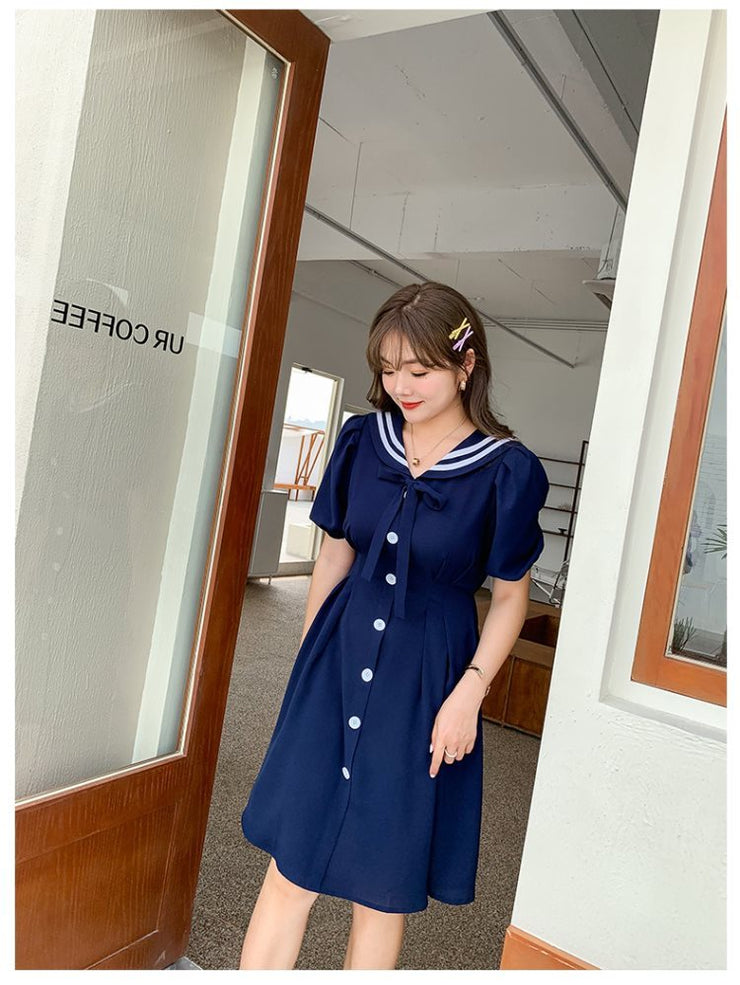 Navy collar dress