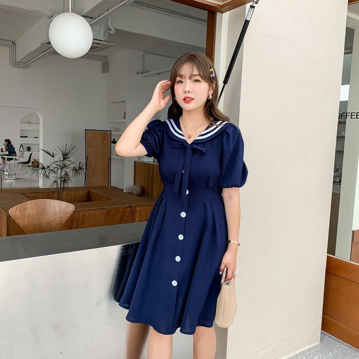 Navy collar dress