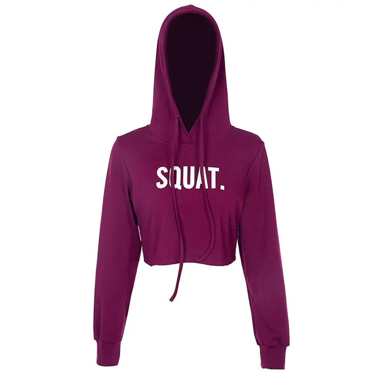 InstaHot Letter Print SQUAT Hoodies Women&