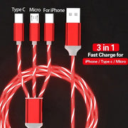 Glowing LED Light 3-in-1 Cable