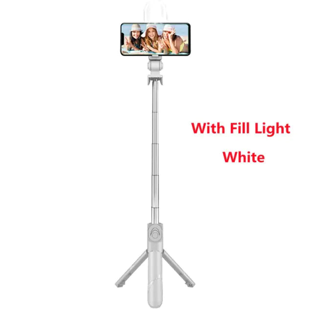 Wireless Selfie Stick Mini Tripod Extendable Monopod with fill light