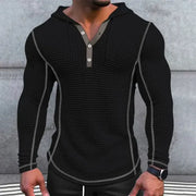 Casual Long Sleeve Buttoned Hoodies Tees