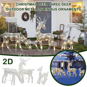 3pcs Christmas Wrought Iron Deer LED Light Glowing