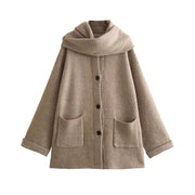 Chic 3-Color Knit Coat Set with Cozy Scarf - Perfect for Stylish Layering!