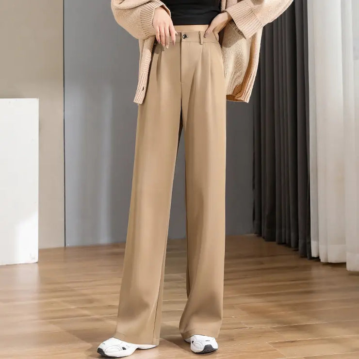 Women Chic Office Wear Straight Pants