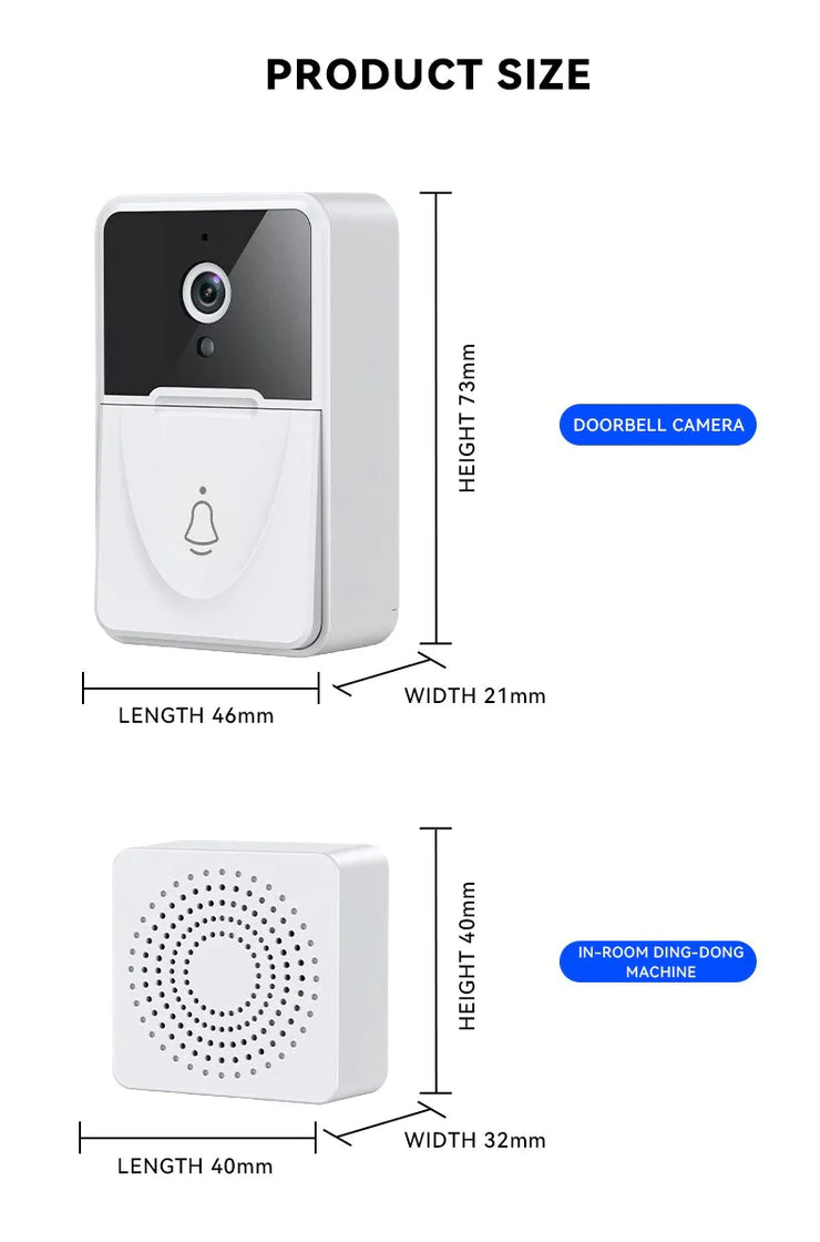 Wireless Security WiFi Smart Doorbell Intercom Video Camera Bell Chime Door Ring