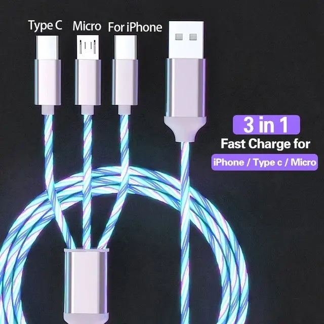 Glowing LED Light 3-in-1 Cable