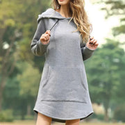 Women's Hooded Sweatshirt Dress with Pockets