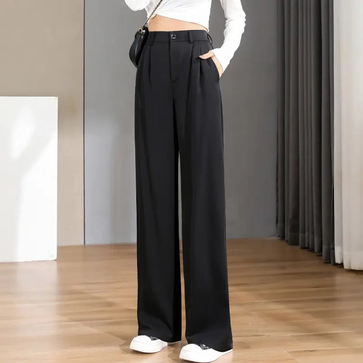 Women Chic Office Wear Straight Pants