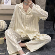 Silk Striped Pajama Set for Women