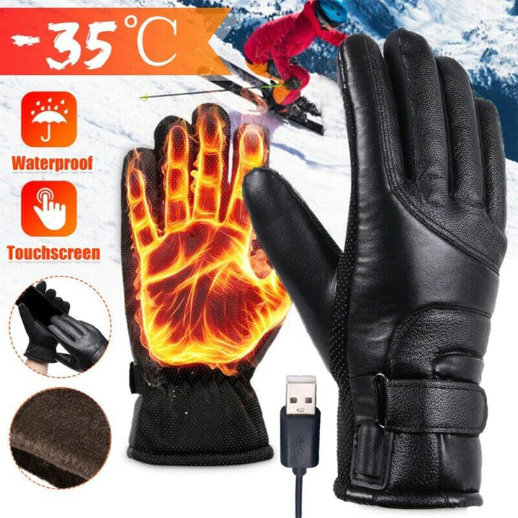 Electric USB Heated Gloves Winter Warming Thermal Ski Snow Hand Warm Windproof