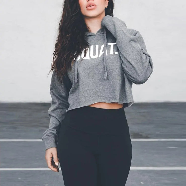 InstaHot Letter Print SQUAT Hoodies Women&