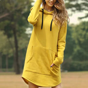 Women's Hooded Sweatshirt Dress with Pockets