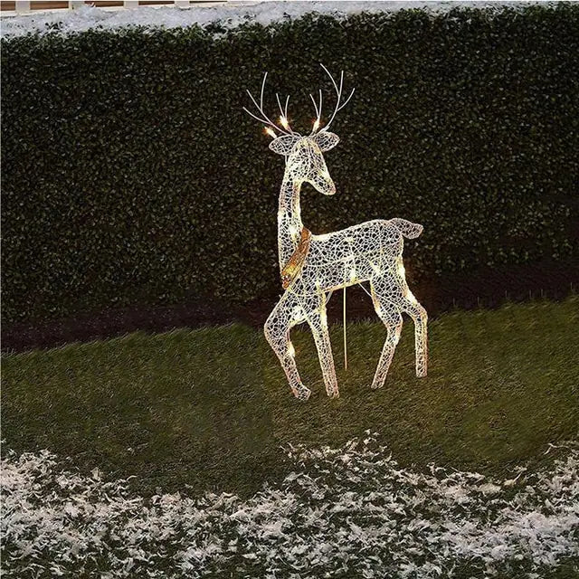 3pcs Christmas Wrought Iron Deer LED Light Glowing